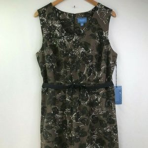 Simply Vera Wang Brown Green Floral Print Dress